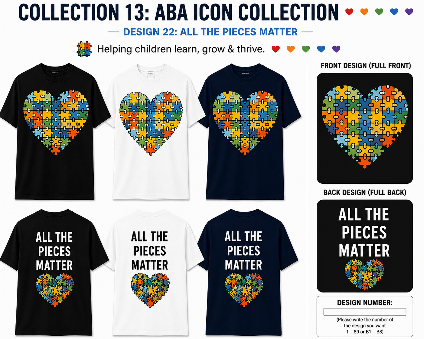 All the Pieces Matter ABA Shirt – Autism Awareness Puzzle Heart Tee | BCBA, RBT, ABA Therapist, Special Education Teacher Gift