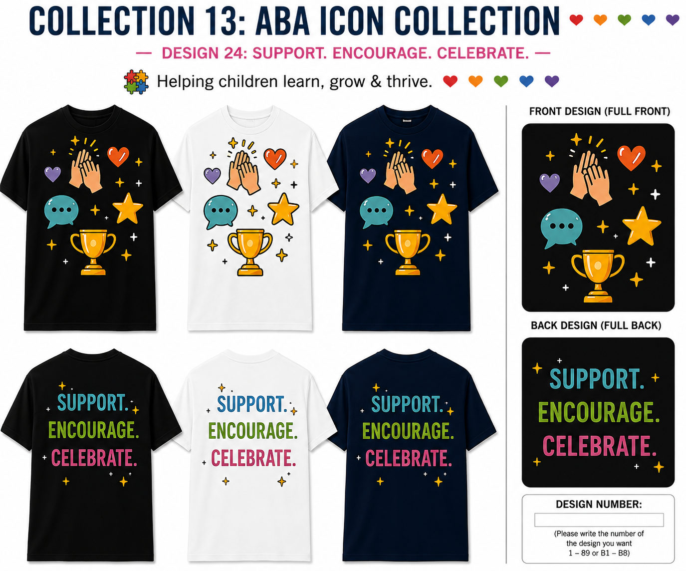 Support. Encourage. Celebrate. ABA Shirt – Autism Awareness Therapy Tee | BCBA, RBT, ABA Therapist, Special Education Teacher Gift
