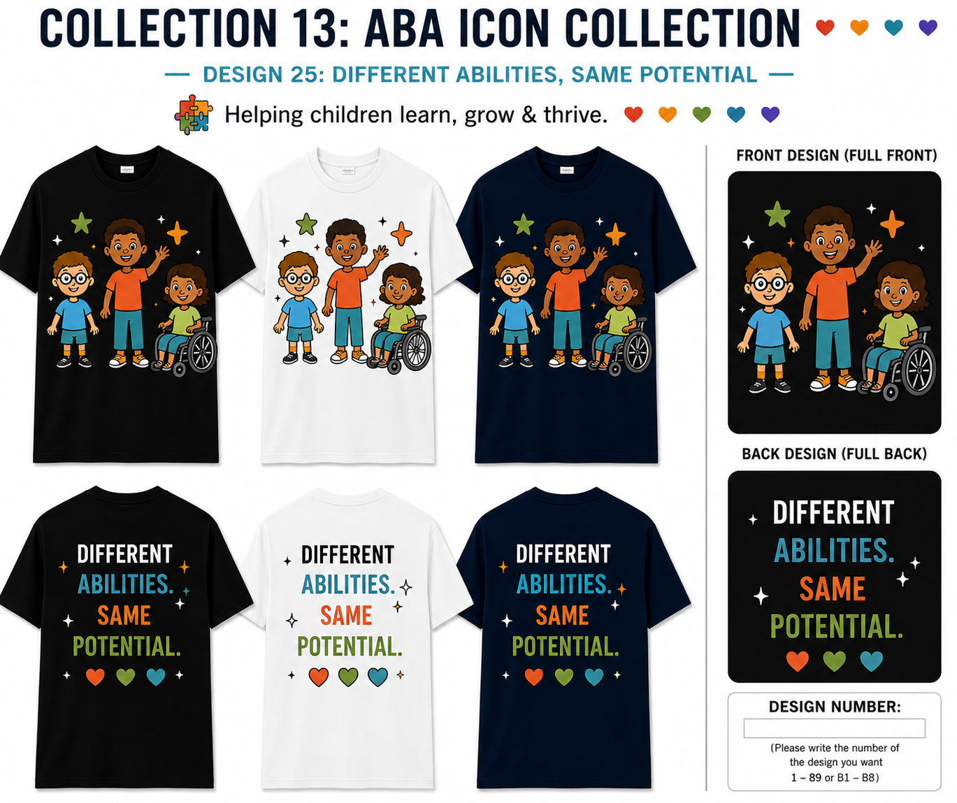 Different Abilities, Same Potential ABA Shirt – Autism Acceptance Therapy Tee | BCBA, RBT, Special Education Teacher Gift