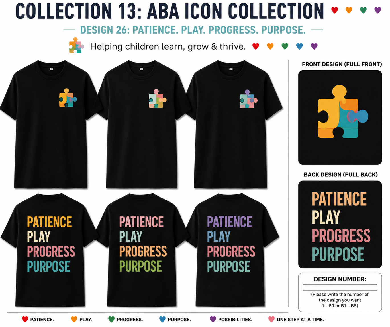 Patience. Play. Progress. Purpose. ABA Shirt – Autism Awareness Therapy Tee | BCBA, RBT, ABA Therapist, Special Education Teacher Gift