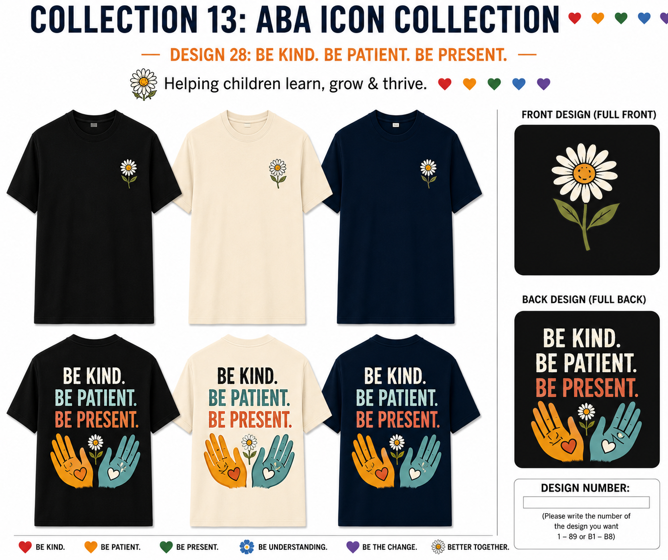 Be Kind. Be Patient. Be Present. ABA Shirt – Autism Awareness Therapist Tee | BCBA, RBT, Special Education Teacher Gift