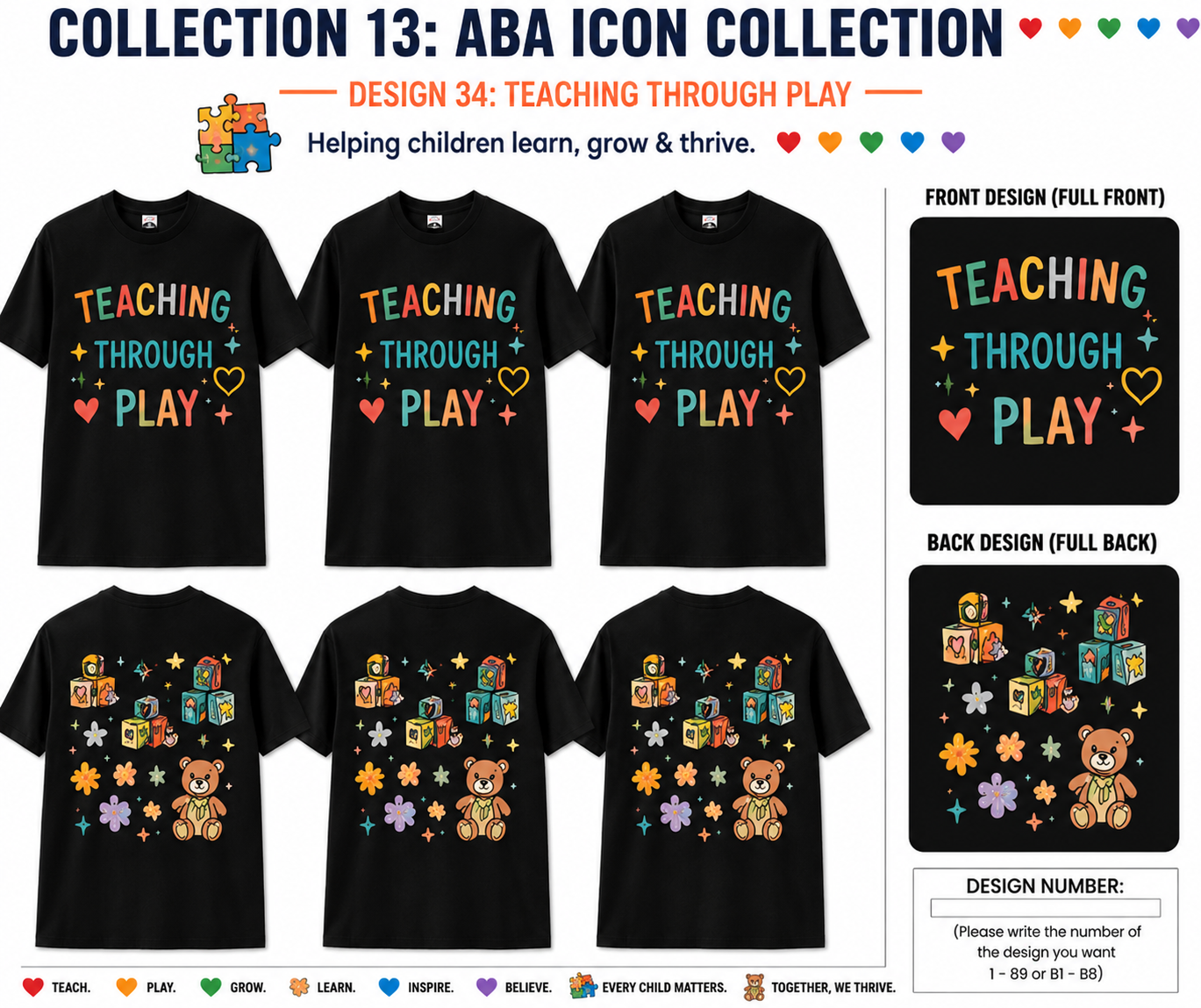 Teaching Through Play ABA Shirt – Autism Awareness Therapist Tee | BCBA, RBT, Special Education Teacher Gift