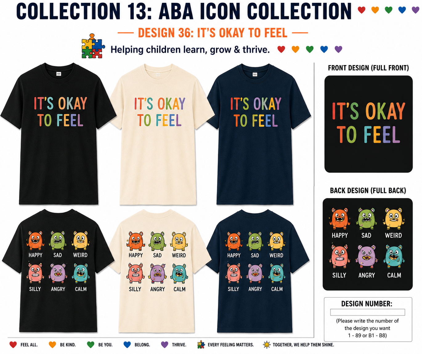 It's Okay to Feel ABA Shirt – Autism Awareness Feelings Therapy Tee | BCBA, RBT, Special Education Teacher Gift