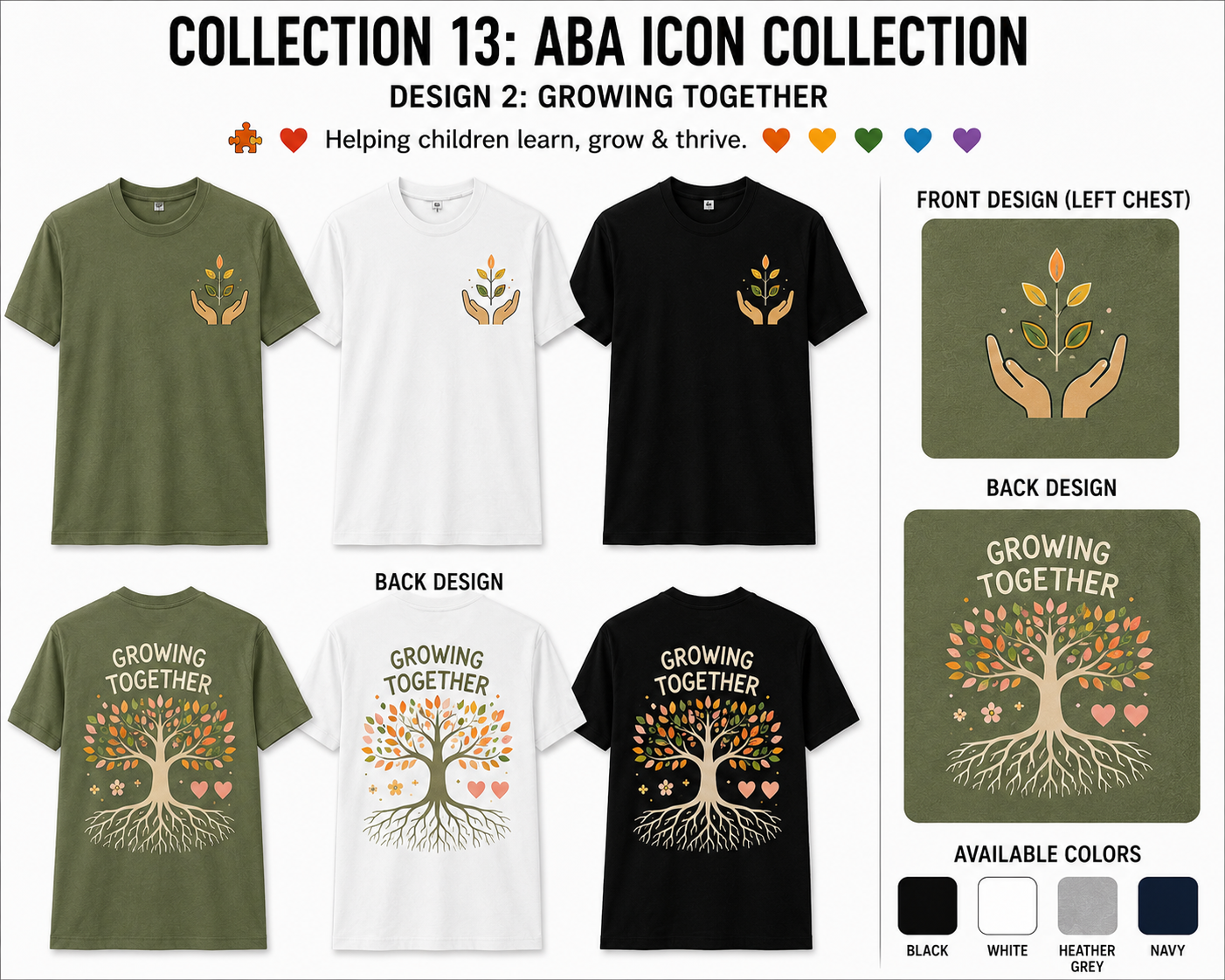 Growing Together ABA Shirt – Autism Awareness Tree of Growth Tee | BCBA, RBT, Special Education Teacher Gift