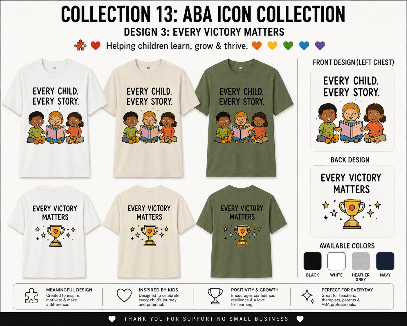Every Victory Matters ABA Shirt – Autism Acceptance Teacher & Therapist Tee | BCBA, RBT, Special Education Gift