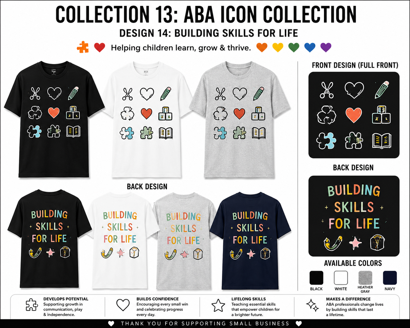 Building Skills for Life ABA Shirt – Autism Awareness Teacher & Therapist Tee | BCBA, RBT, Special Education Gift