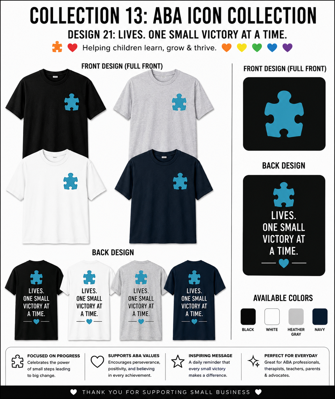 One Small Victory at a Time ABA Shirt – Autism Awareness Teacher & Therapist Tee | BCBA, RBT, Special Education Gift