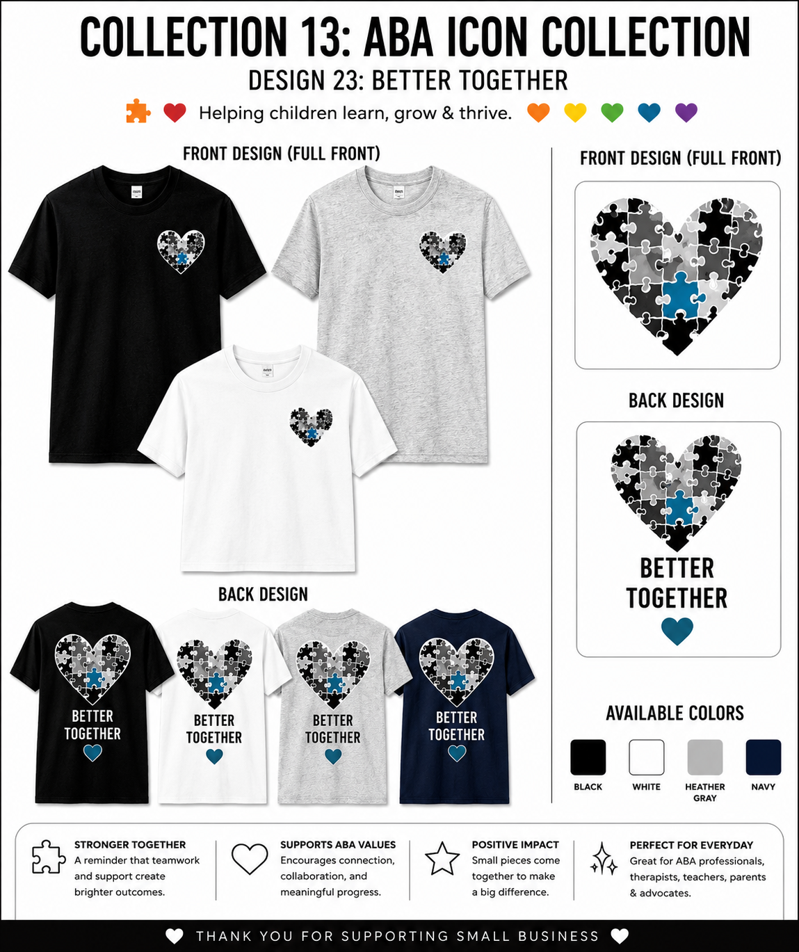 Better Together ABA Shirt – Autism Awareness Teacher & Therapist Tee | BCBA, RBT, Special Education Gift