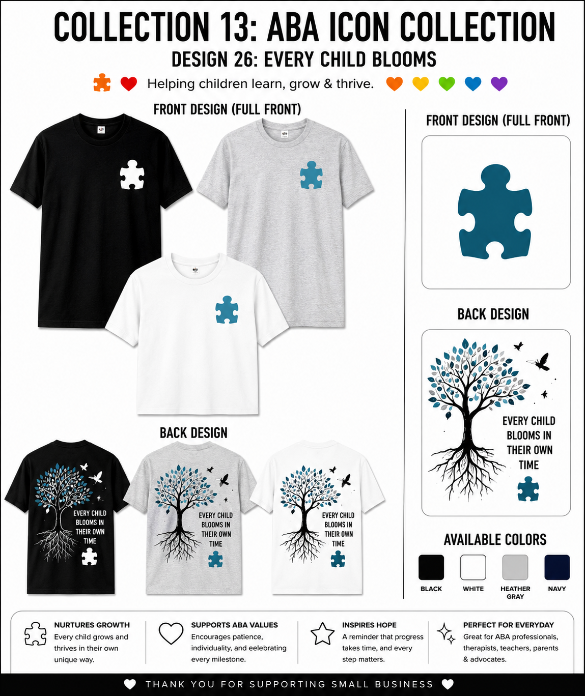 Every Child Blooms ABA Shirt – Autism Awareness Teacher & Therapist Tee | BCBA, RBT, Special Education Gift