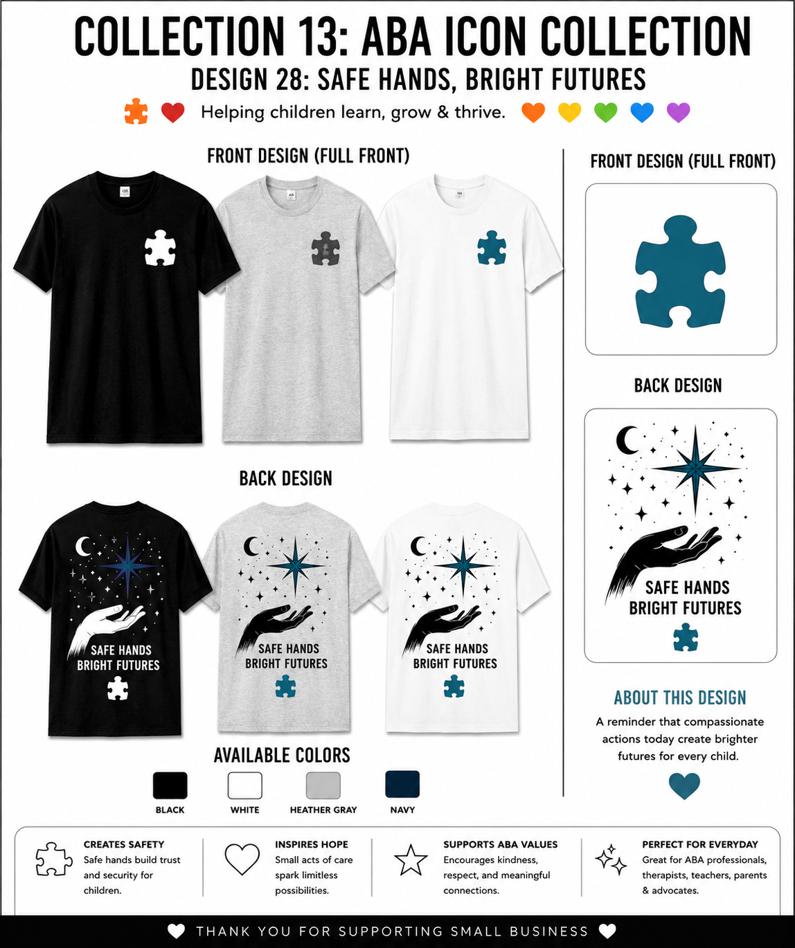 Safe Hands Bright Futures ABA Shirt – Autism Awareness Teacher & Therapist Tee | BCBA, RBT, Special Education Gift