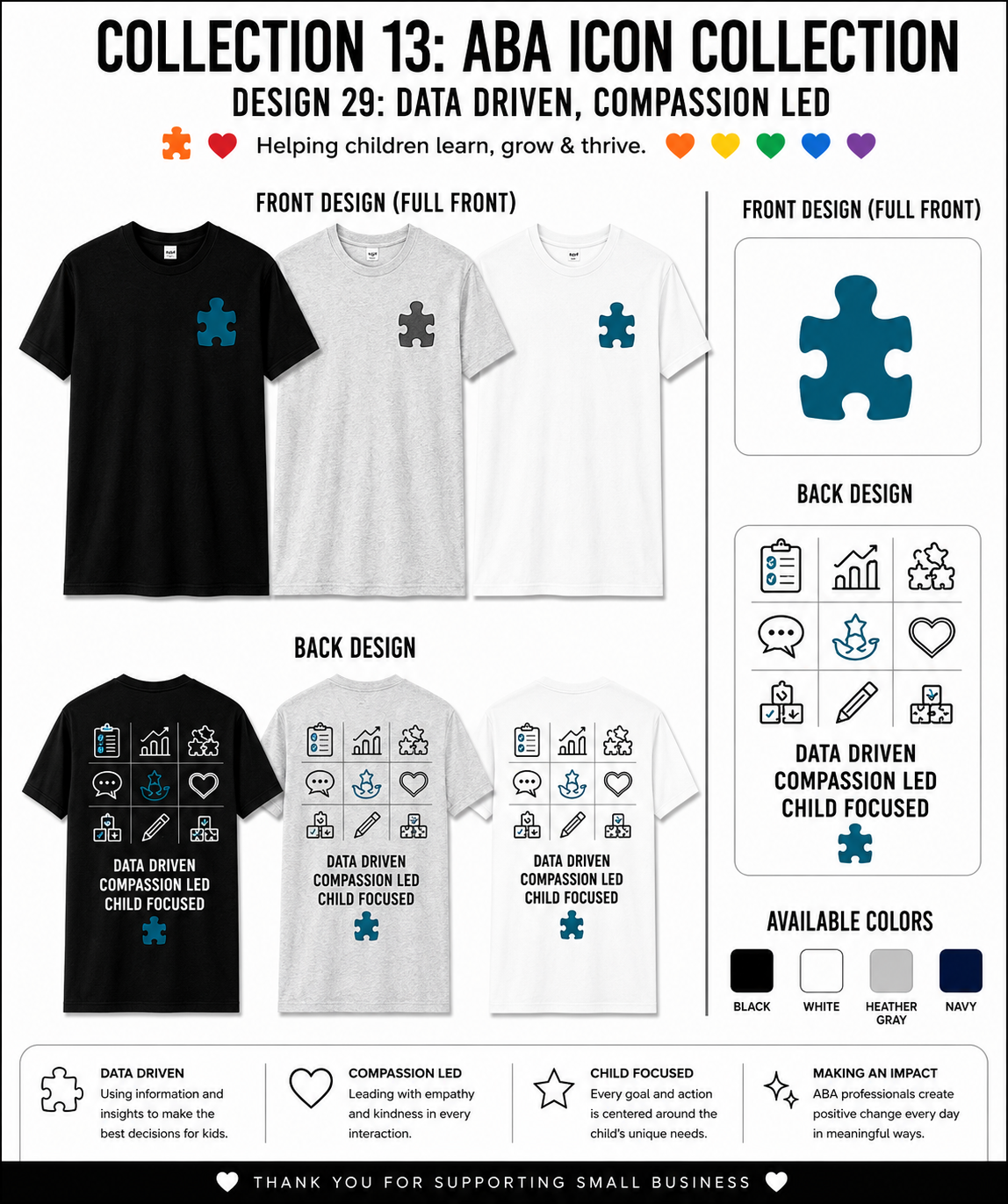 Data Driven, Compassion Led ABA Shirt – BCBA, RBT & Autism Therapist Tee | Child Focused Special Education Gift