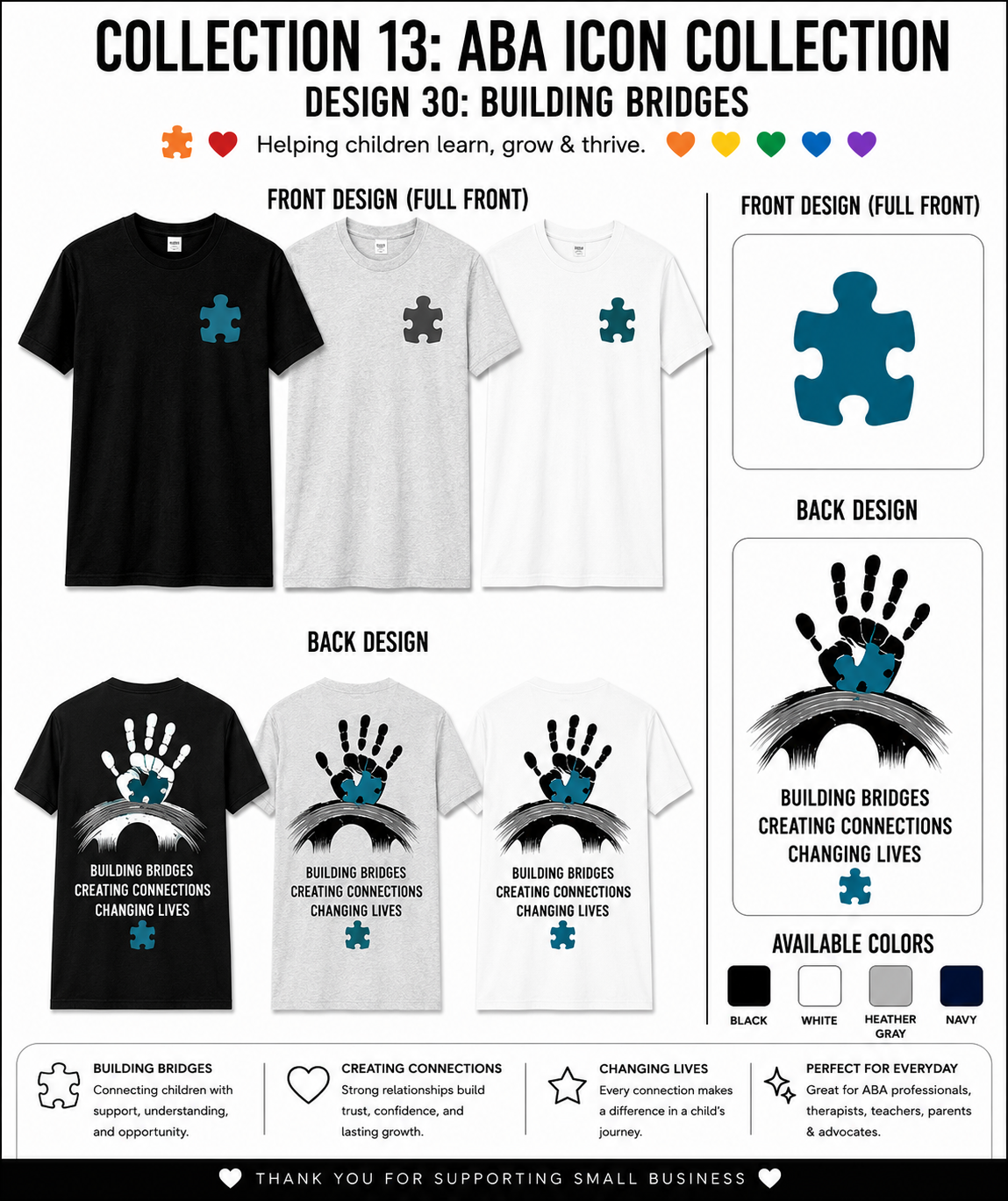 Building Bridges ABA Shirt – BCBA, RBT & Autism Therapist Tee | Creating Connections Changing Lives | Special Education Gift