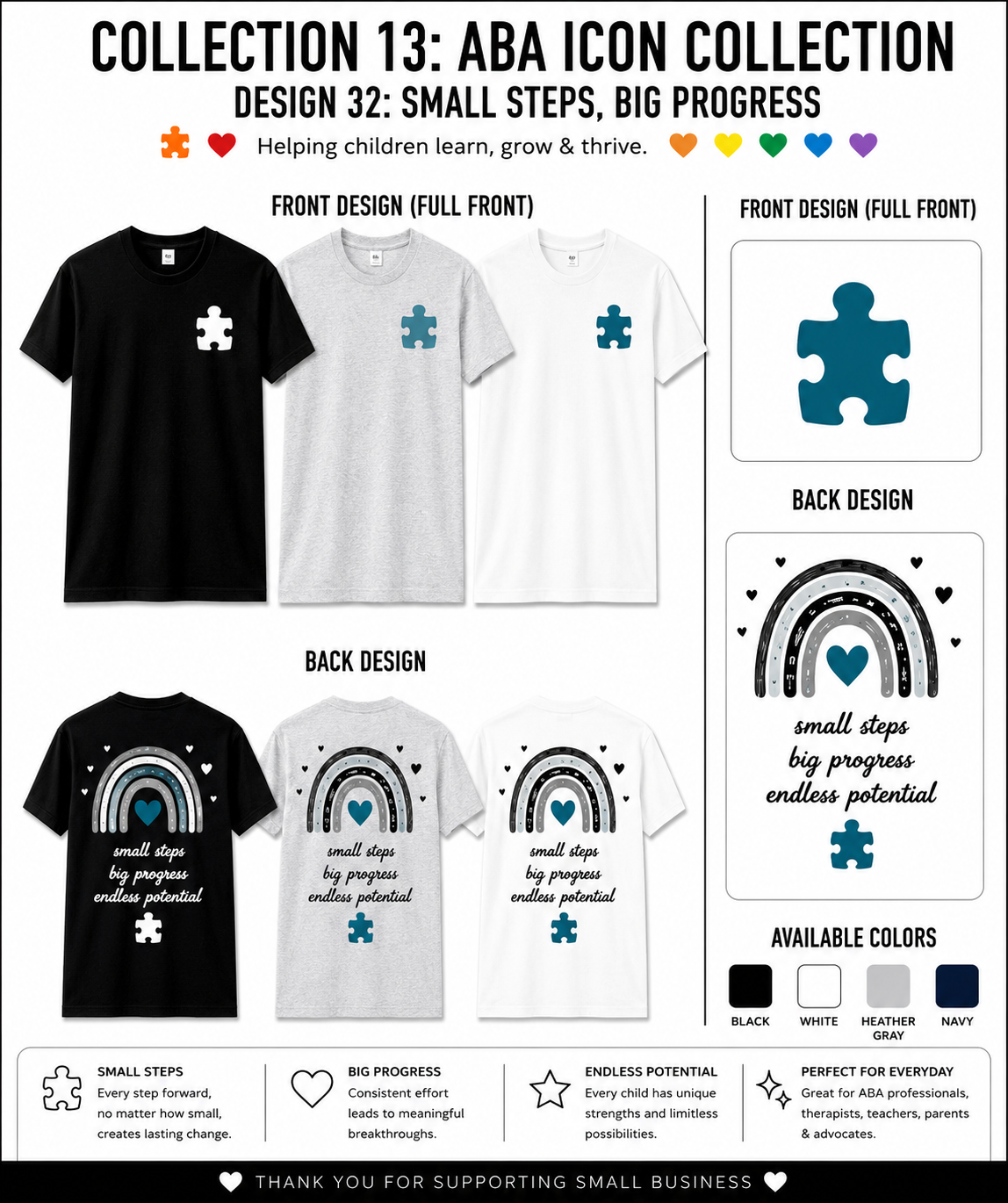 Small Steps, Big Progress ABA Shirt – BCBA, RBT & Autism Therapist Tee | Special Education Teacher Gift | Child Development Shirt