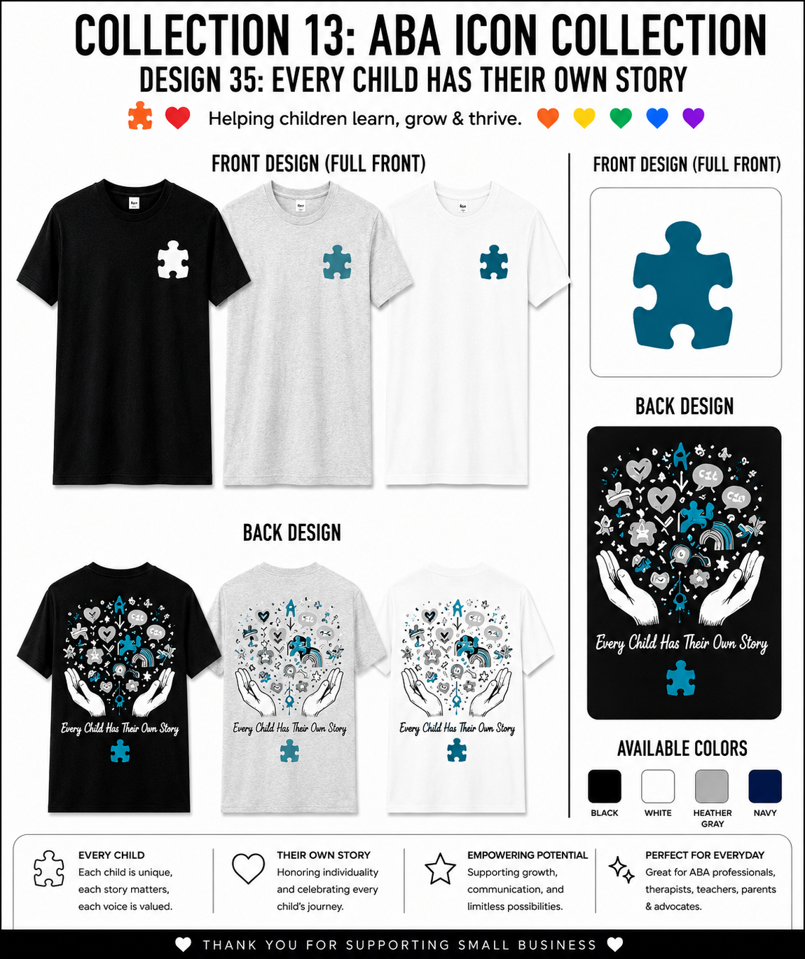 Every Child Has Their Own Story ABA Shirt – BCBA, RBT & Autism Therapist Tee | Special Education Teacher Gift