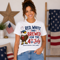 Red, White & Brewed for the 4th of July | Funny Patriotic Eagle Shirt