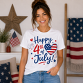 Happy 4th of July Heart T-Shirt | Patriotic American Flag Heart Graphic Tee