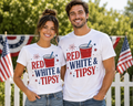 🍻 Red, White & Tipsy™ Patriotic Fourth of July T-Shirt
