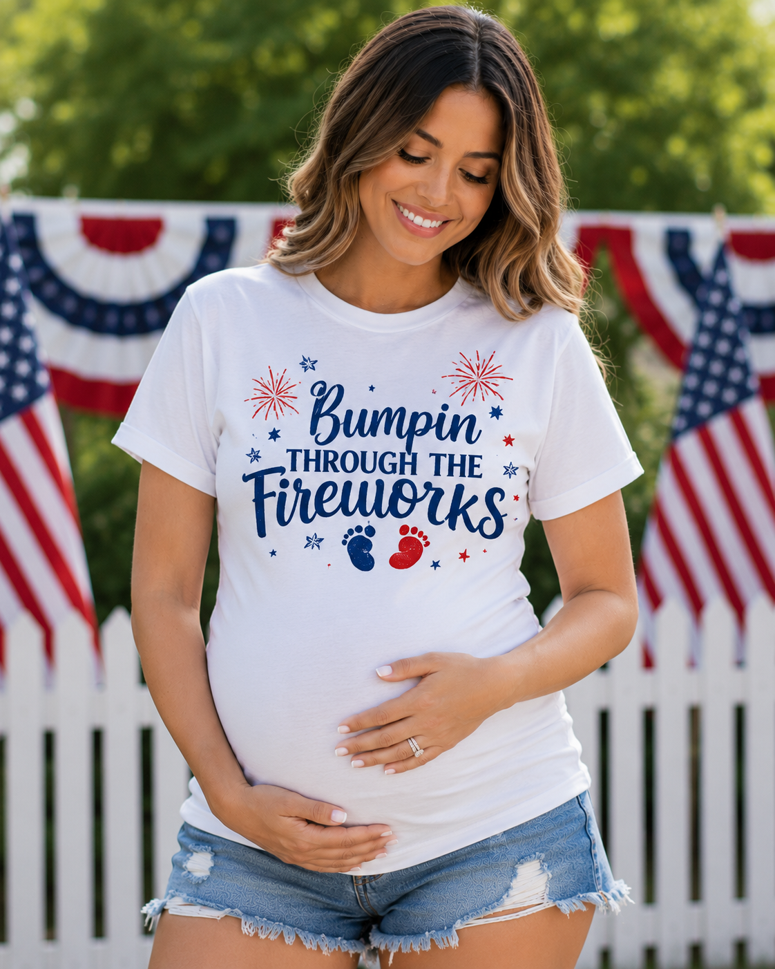 🎆 Bumpin’ Through the Fireworks™ Maternity T-Shirt