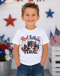 Red, White & Feral Kids Tee