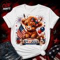 Cute Patriotic Highland Cow T-Shirt | Happy 4th of July | 250 Years of Freedom | Independence Day Tee