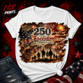 250 Years of Freedom Patriotic Veteran T-Shirt | Fourth of July 2026 | American Flag & Fireworks Independence Day Tee