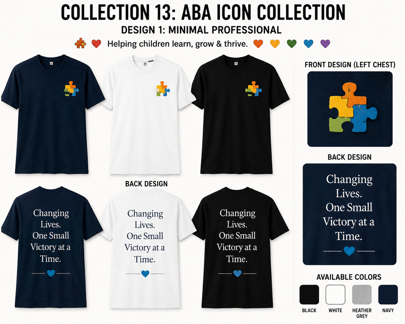 ABA Icon Collection – Minimal Professional Autism Awareness Shirt | BCBA, RBT, ABA Therapist, Teacher & Special Education Tee
