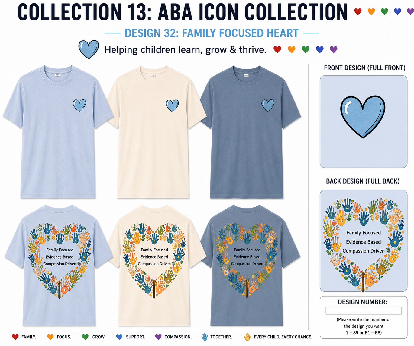 Family Focused, Evidence Based, Compassion Driven Autism Awareness Tee | BCBA, RBT, ABA Therapist & Special Education Shirt
