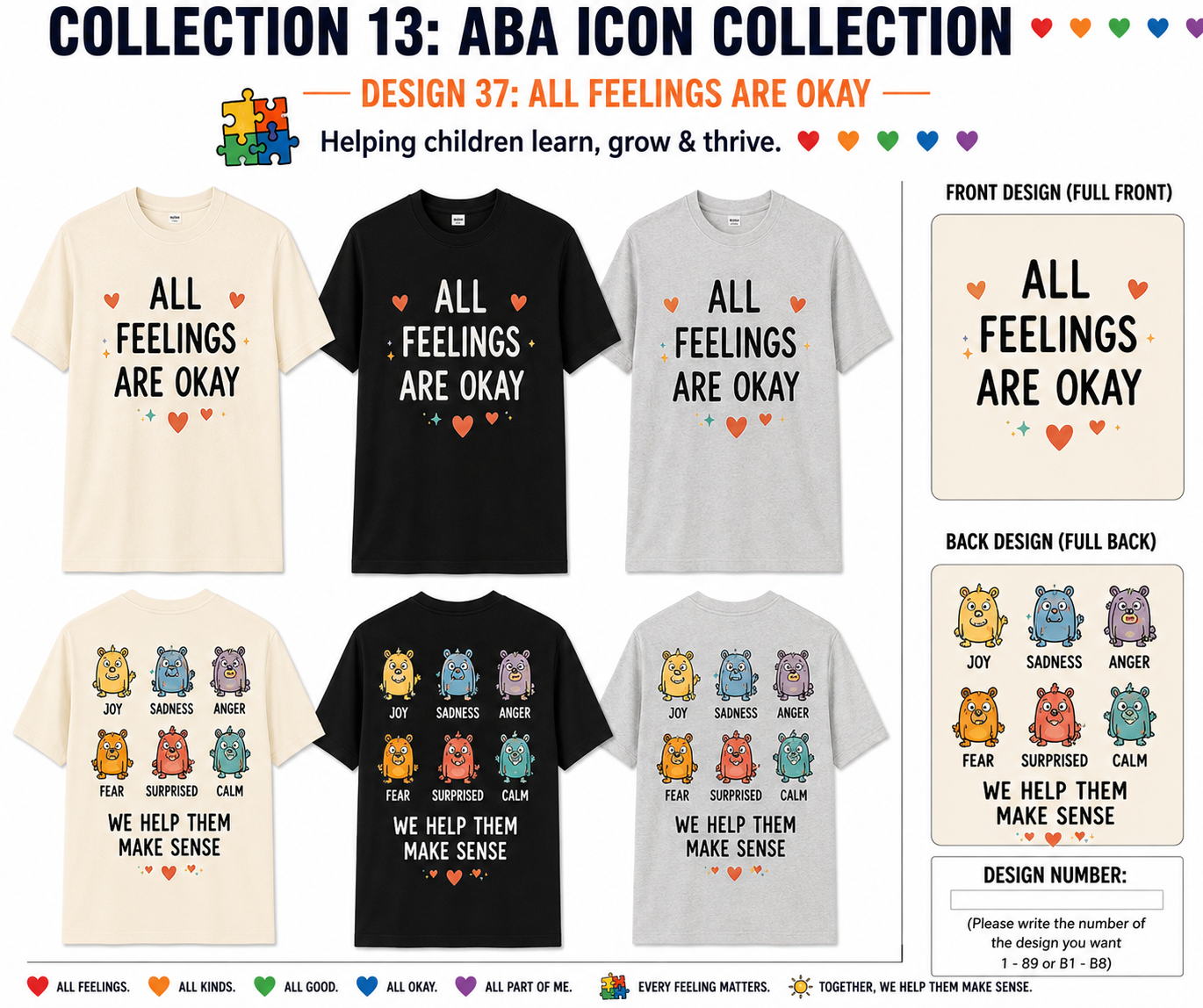 ABA All Feelings Are Okay Shirt – Social Emotional Learning Autism Awareness Tee | BCBA, RBT, ABA Therapist, Teacher & Special Education Shirt