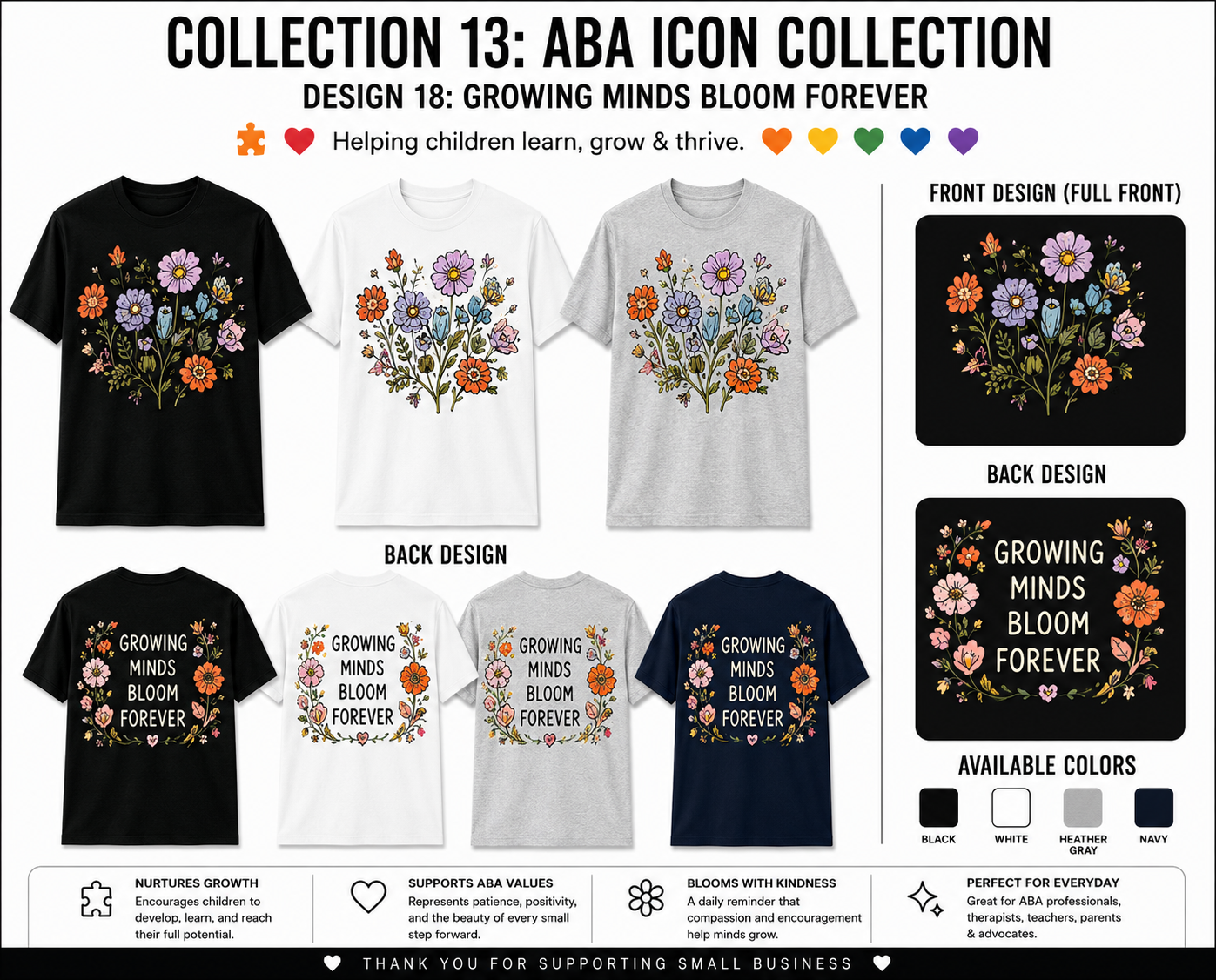 Floral Autism Awareness Tee | BCBA, RBT, ABA Therapist, Teacher & Special Education Shirt