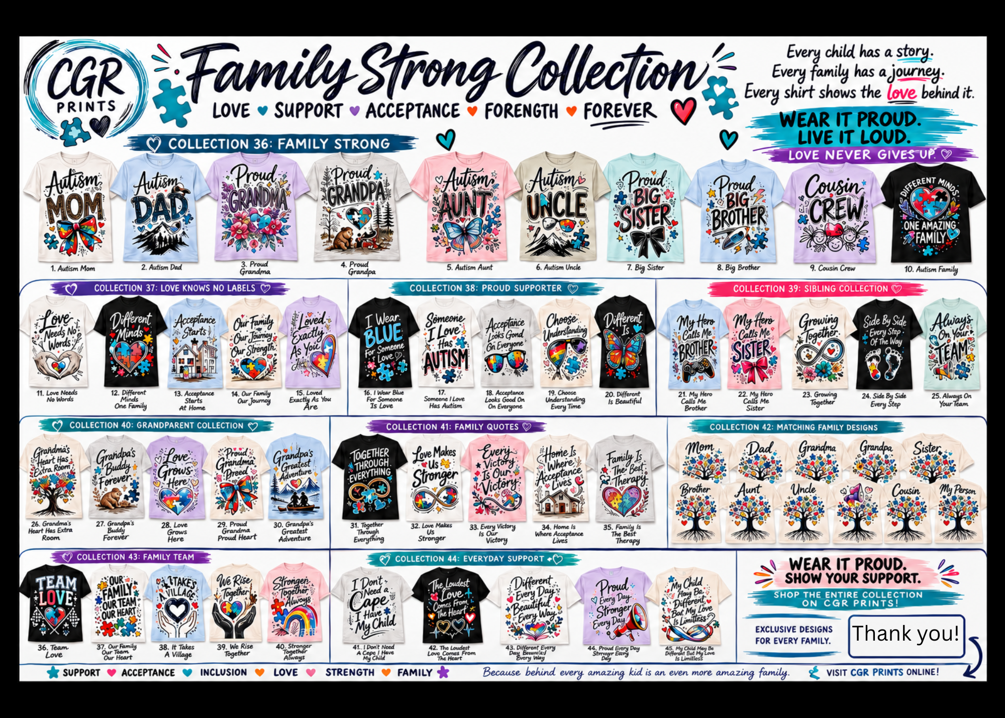 Family Strong Collection | Matching Autism Awareness Shirts for the Whole Family